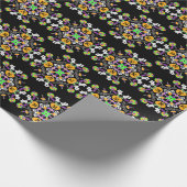 ハロウィーンマンダラ幽霊たち、カボチャ、こうもりとスカル ラッピングペーパー (角)