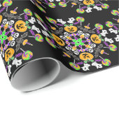 ハロウィーンマンダラ幽霊たち、カボチャ、こうもりとスカル ラッピングペーパー (ロールコーナー)