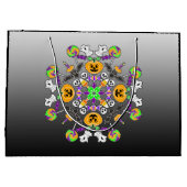 ハロウィーンマンダラ幽霊たち、カボチャ、こうもりとスカル ラージペーパーバッグ (裏面)