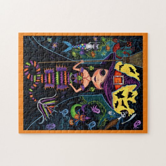 ハロウィーンマーメイドウィッチマーキャッツ幽霊たちカボチャ ジグソーパズル (横)