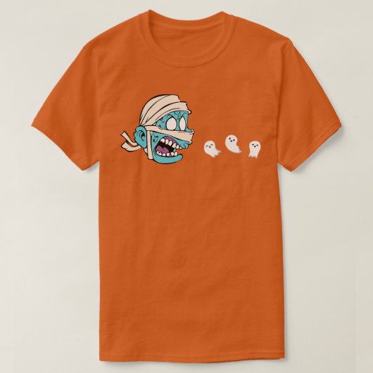 ハロウィーンマ食べミー幽霊ゲーマーメンズウィメンズキッズ Tシャツ (デザイン正面)