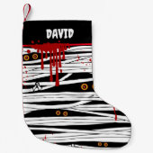 ハロウィーンミイラの包帯不気味な目 スモールクリスマスストッキング (正面)