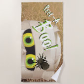 ハロウィーンミイラの怪物がブーをのぞく ビーチタオル (正面)
