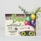 ハロウィーンミイラの怪物がブーをのぞく 招待状 (スタンド正面)