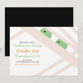 ハロウィーンミイラの衣装パーティー白 招待状 (正面/裏面)