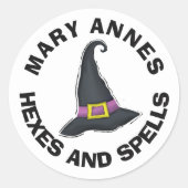 ハロウィーンミニマリストウィッチお洒落ズ帽子 ラウンドシール (正面)