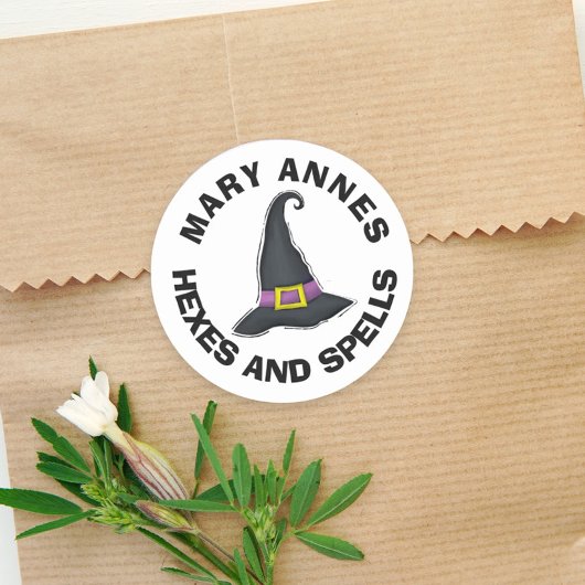 ハロウィーンミニマリストウィッチお洒落ズ帽子 ラウンドシール