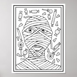 ハロウィーンミームキャンディカラーリングページアート ポスター