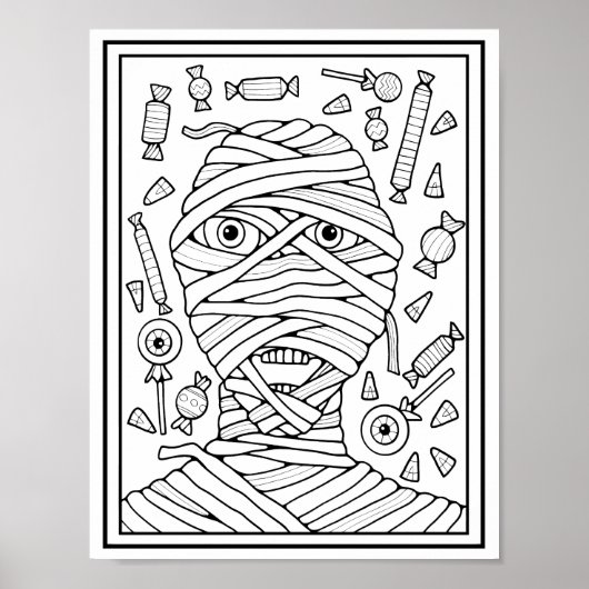 ハロウィーンミームキャンディカラーリングページアート ポスター (正面)