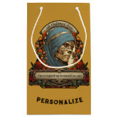 ハロウィーンミームスケルトンおもしろい引用文パーソナライズされた スモールペーパーバッグ (裏面)