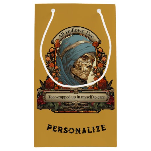 ハロウィーンミームスケルトンおもしろい引用文パーソナライズされた スモールペーパーバッグ (裏面)