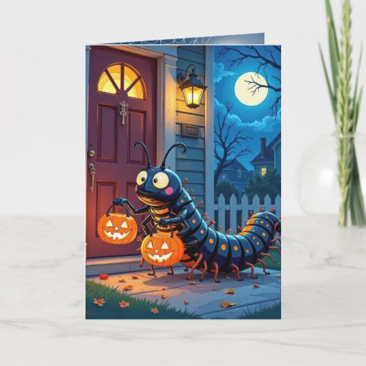 ハロウィーンムカデのトリックまたは治療 カード (正面)