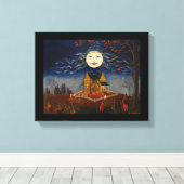 ハロウィーンムーントリックまたは悪魔の黒猫を扱う キャンバスプリント (インサイチュ (ウッドフロア))