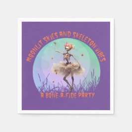 ハロウィーンムーンライトスキーとスケルトンの雰囲気 スタンダードカクテルナプキン