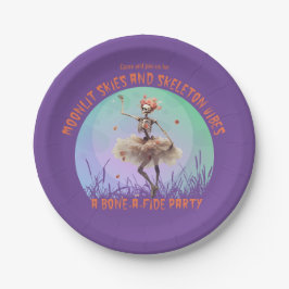 ハロウィーンムーンライトスキーとスケルトンの雰囲気 ペーパープレート