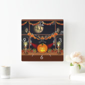 ハロウィーンムーンライ幽霊のよく出るトハウス スクエア壁時計 (ホーム)