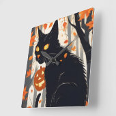 ハロウィーンムーンライ幽霊のよく出るトハウス スクエア壁時計 (傾斜)