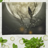 ハロウィーンムーン不気味カラス キッチンタオル (折り畳み)