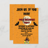 ハロウィーンムーン&こうもり&カボチャパーティの招待状 招待状 (正面/裏面)