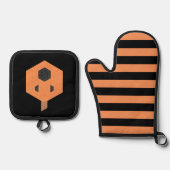 ハロウィーンモザイクジャックオランタン(オプション文字付) 鍋つかみ&鍋敷きセット (正面)