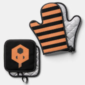 ハロウィーンモザイクジャックオランタン(オプション文字付) 鍋つかみ&鍋敷きセット (正面/裏面)