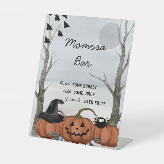 ハロウィーンモモサバーサイン、ハロウィーンベビーシャワー 台座サイン (正面)