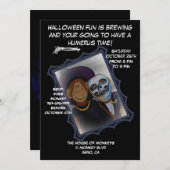 ハロウィーンモンキーウィッチパーティの招待状 招待状 (正面/裏面)