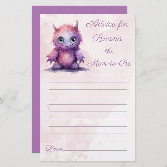 ハロウィーンモンスターガールベビーシャワーアドバイスfor Mom (正面/裏面)