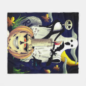 ハロウィーンモンスターキャラクター&カボチャ フリースブランケット (正面(横))