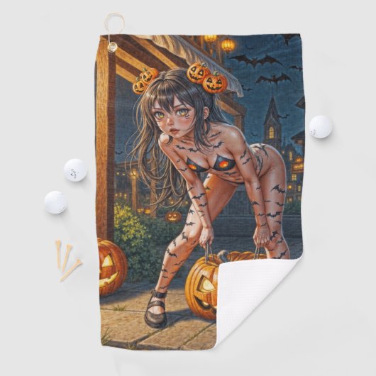 ハロウィーンモンスタージャック – o – ランタン&こうもりヴィクセンガール ゴルフタオル (インサイチュ)
