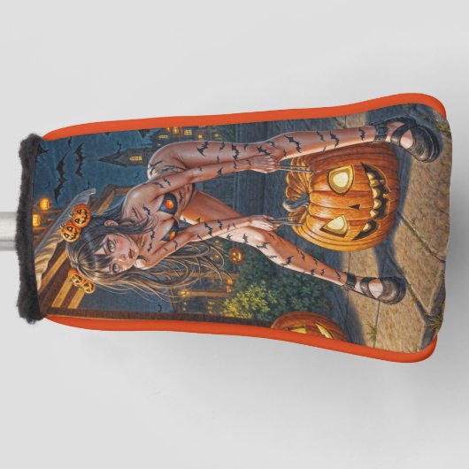 ハロウィーンモンスタージャック – o – ランタン&こうもりヴィクセンガール ゴルフヘッドカバー (正面)