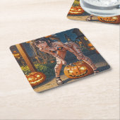 ハロウィーンモンスタージャック – o – ランタン&こうもりヴィクセンガール スクエアペーパーコースター (アングル)