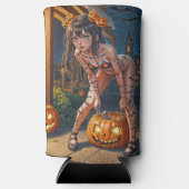 ハロウィーンモンスタージャック – o – ランタン&こうもりヴィクセンガール スリム缶クーラー (正面)
