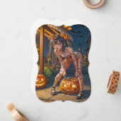 ハロウィーンモンスタージャック – o – ランタン&こうもりヴィクセンガール ノートカード (正面/裏面インサイチュ)