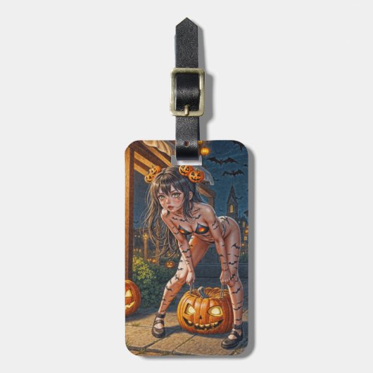 ハロウィーンモンスタージャック – o – ランタン&こうもりヴィクセンガール ラゲッジタグ (正面縦)