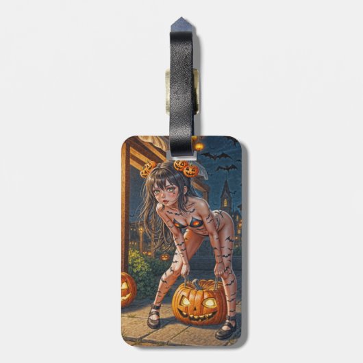 ハロウィーンモンスタージャック – o – ランタン&こうもりヴィクセンガール ラゲッジタグ (裏面縦)