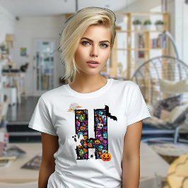 ハロウィーンモンスターズレターH tシャツ