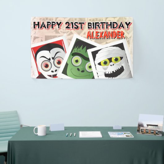 ハロウィーンモンスターズ写真誕生日叫び声 横断幕 (トレードショー)