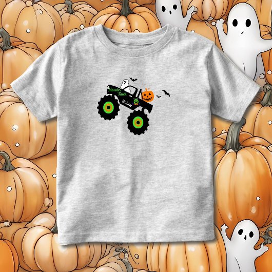 ハロウィーンモンスタートラック名トドラーTシャツ トドラーTシャツ