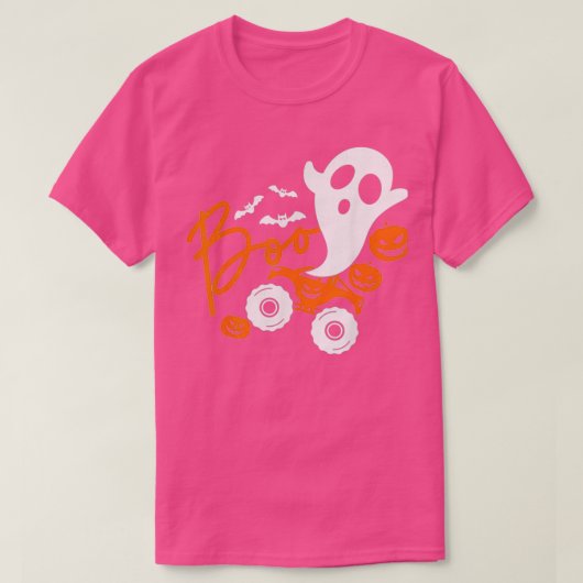 ハロウィーンモンスタートラック幽霊カボチャ Tシャツ (デザイン正面)