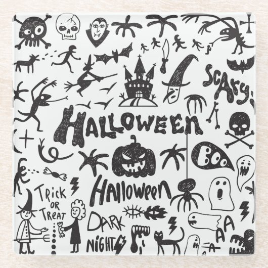 ハロウィーンモンスタードードルおもしろい ガラスコースター (正面)