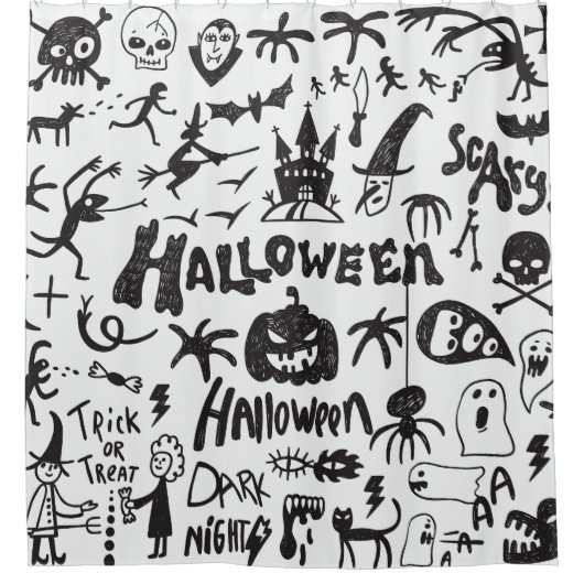ハロウィーンモンスタードードルおもしろい シャワーカーテン (正面)