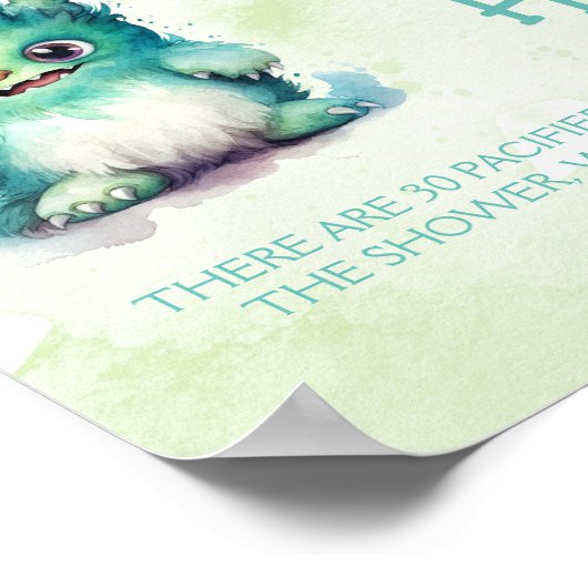 ハロウィーンモンスターパシファイア狩りベビーシャワーゲーム ポスター (角)