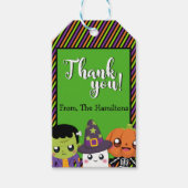 ハロウィーンモンスターパーティーの好意にラベルありがとう ギフトタグ (正面)