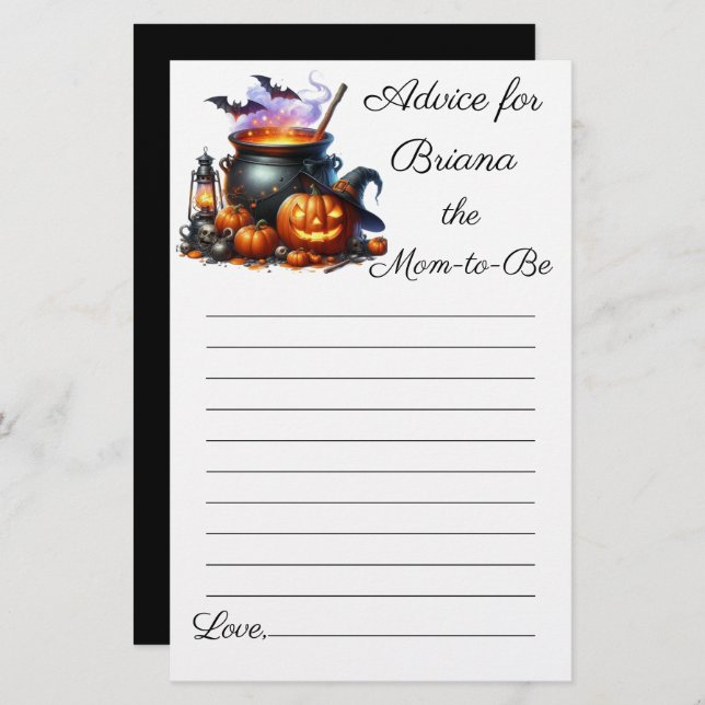 ハロウィーンモンスターボーイベビーシャワーアドバイスfor Mom (正面/裏面)