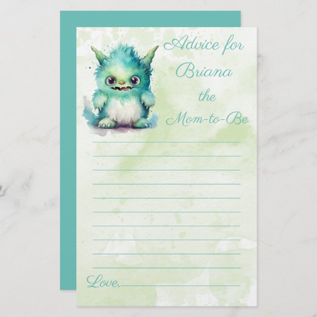 ハロウィーンモンスターボーイベビーシャワーアドバイスfor Mom (正面/裏面)