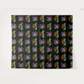 ハロウィーンモンスター・マッシュ ステップ＆リピート背景 タペストリー (正面(横))