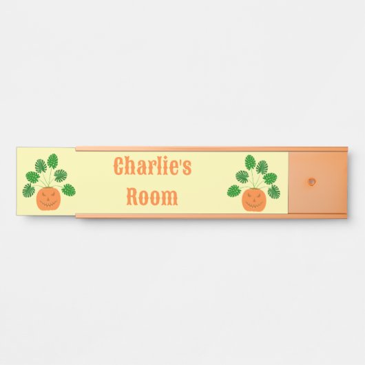 ハロウィーンモンステラ植物インパンプキン名前をカスタムする サインプレート (正面)