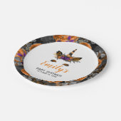 ハロウィーンユニコーンオレンジブラックベビーシャワー ペーパープレート (アングル)