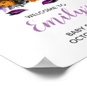 ハロウィーンユニコーン赤ちゃんシャワー紫ウェルカムサイン ポスター (角)